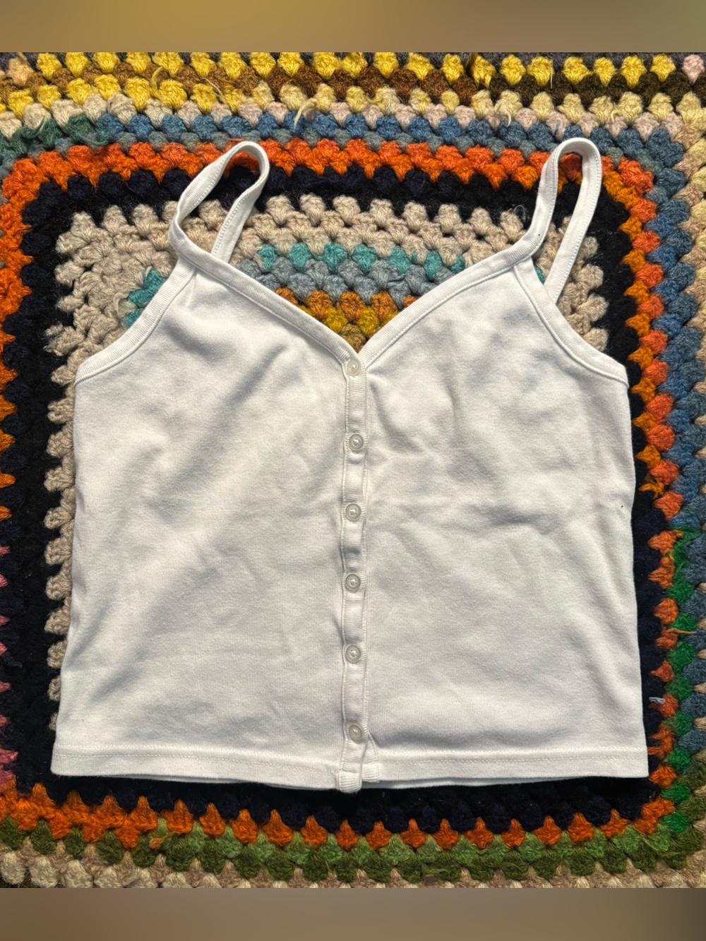 Brandy Melville White Button-Front Spaghetti Strap Camisole